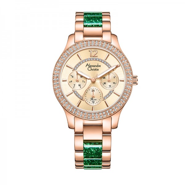 Alexandre Christie AC 2914 Rosegold Green Diamond BFBRGLNGN